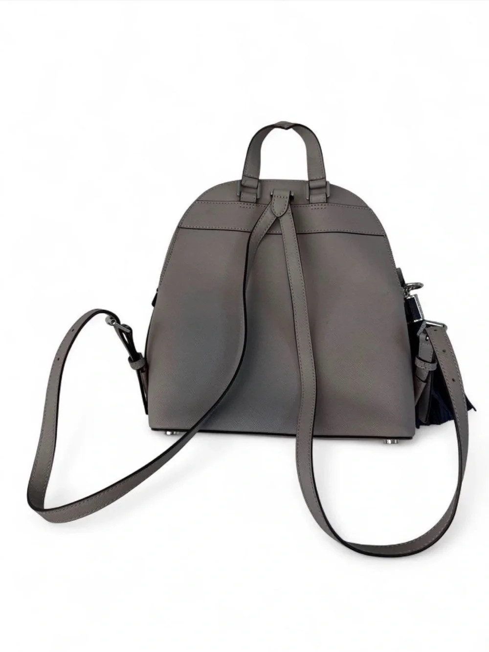 MICHAEL KORS Grey Leather Backpack with Tassel